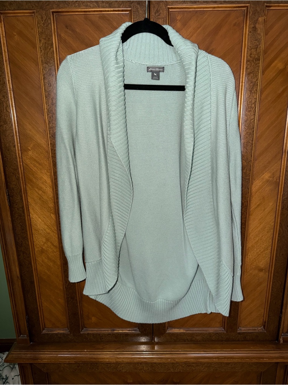 Eddie Bauer Blue/Green Shawl Collar Open-Front Cardigan